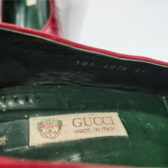 80s Gucci Croc Spectator Classic Heeled Pump Red Black Size 39.5 - Picture 8 of 10